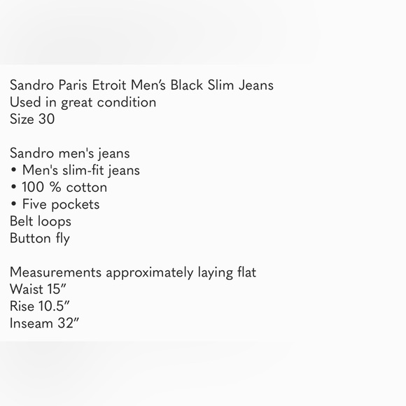 Sandro Paris Etroit Men’s Black Slim Jeans - Picture 13 of 13